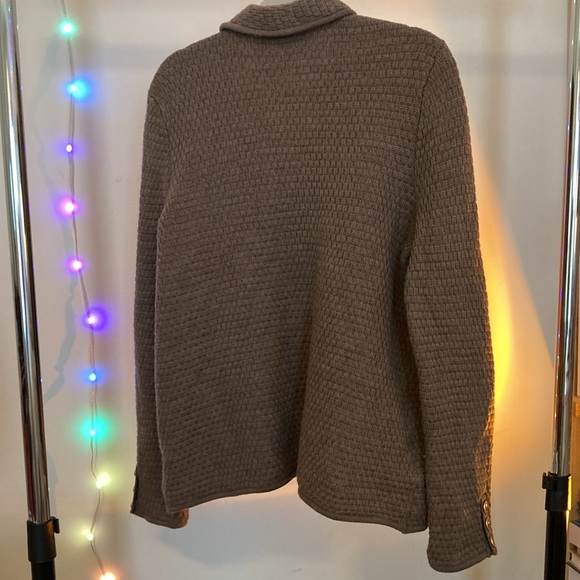 Talbot’s Taupe Brown Merino Sweater Knit Blazer Cardigan - Picture 3 of 8